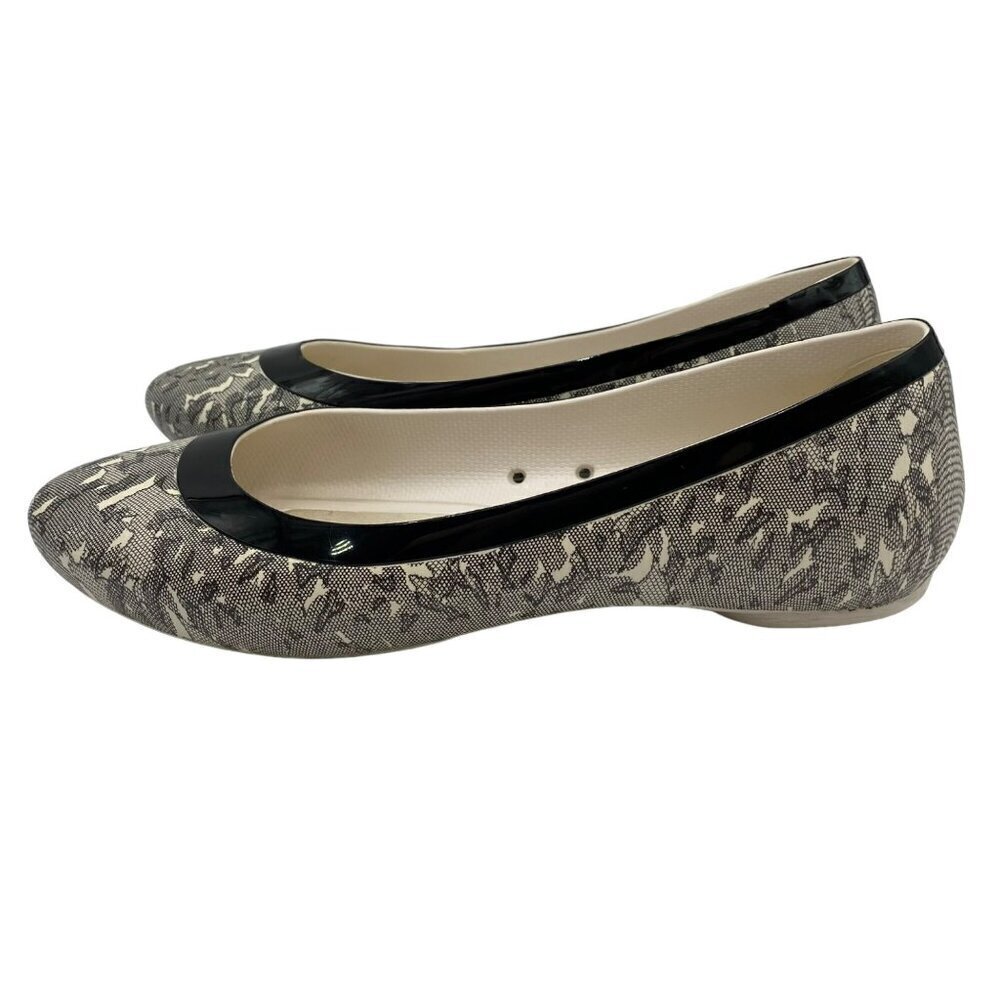 Crocs Lina Ballet Flats Oyster White/Black Print Slip On Women's Size 9 - Picture 7 of 12